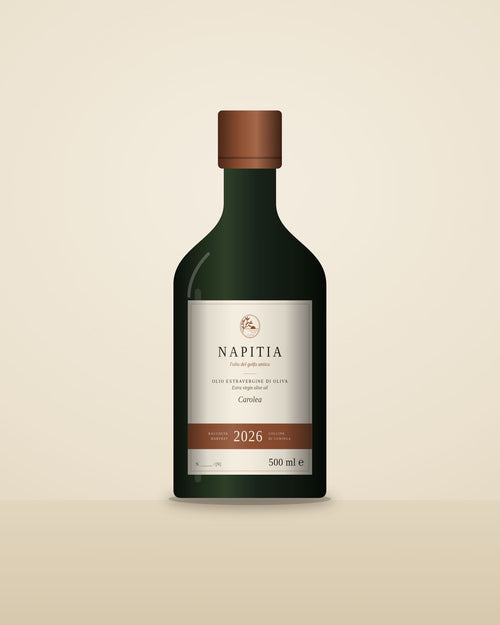 Napitia 2026 extra virgin olive oil, 500 ml bottle (mockup)