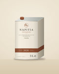 Napitia 2026 extra virgin olive oil, 3 L tin (mockup)
