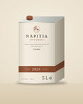 Napitia 2026 extra virgin olive oil, 5 L tin (mockup)